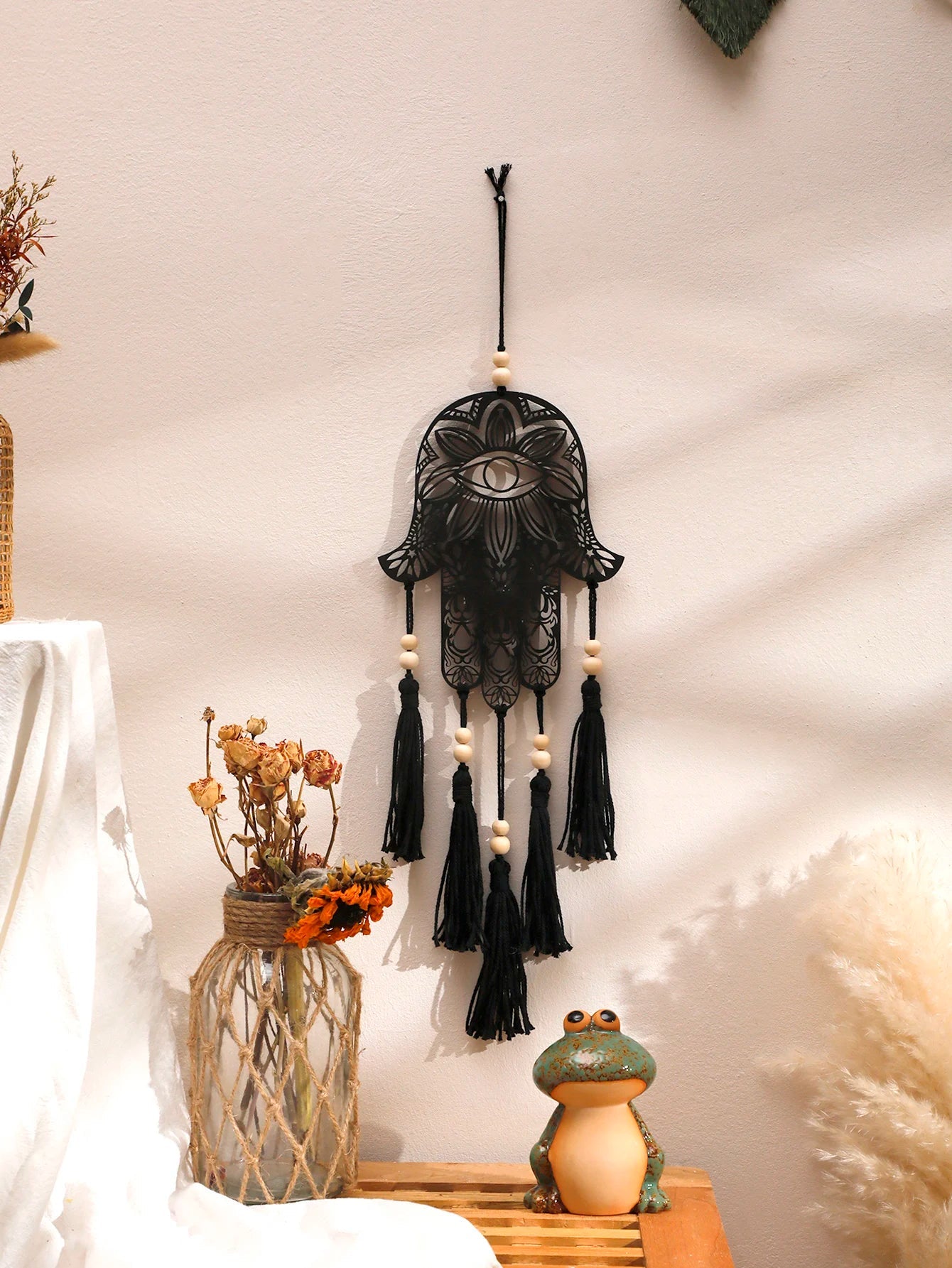 Hamsa Hand Evil Eye Macrame Tapestry - SANKTUARI DECOR