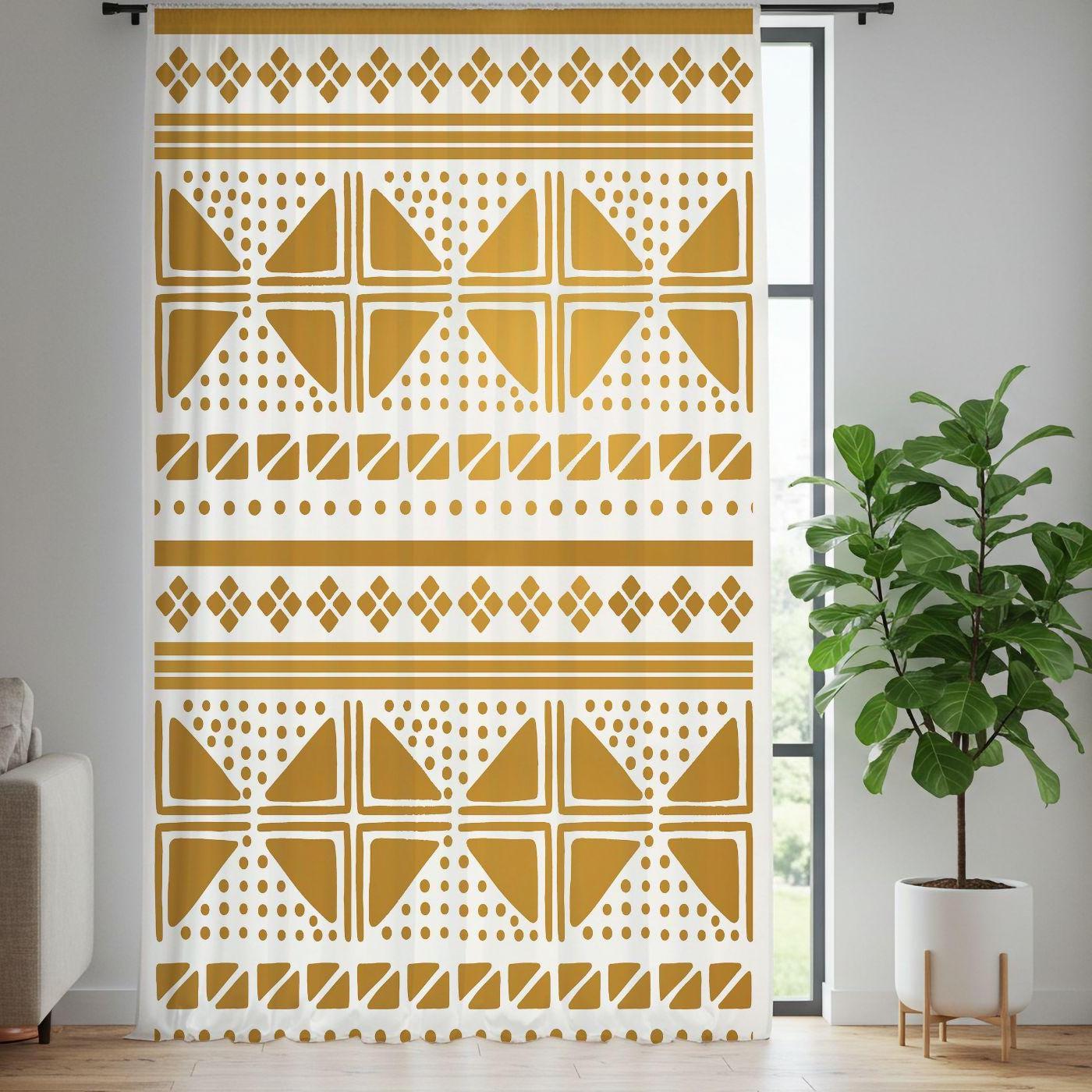 White Gold Bogolan Curtains
