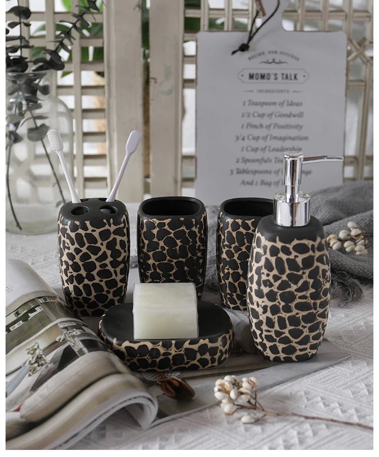 Leopard Bathroom Accessories Set - SANKTUARI DECOR