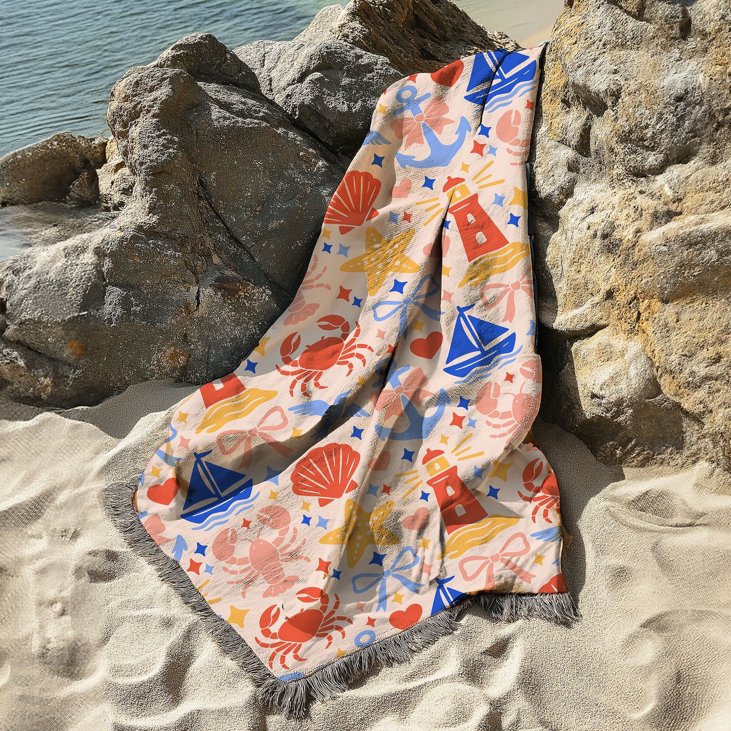Coastal Crustaceans Woven Blanket