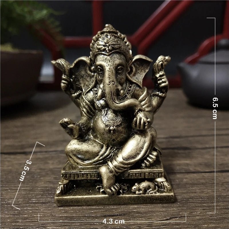 Mini Golden Ganesh Sculpture Figurine - SANKTUARI DECOR