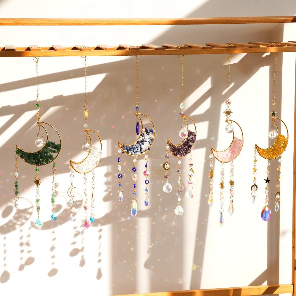 Mini Moon Evil Eye Crystal Suncatcher - SANKTUARI DECOR