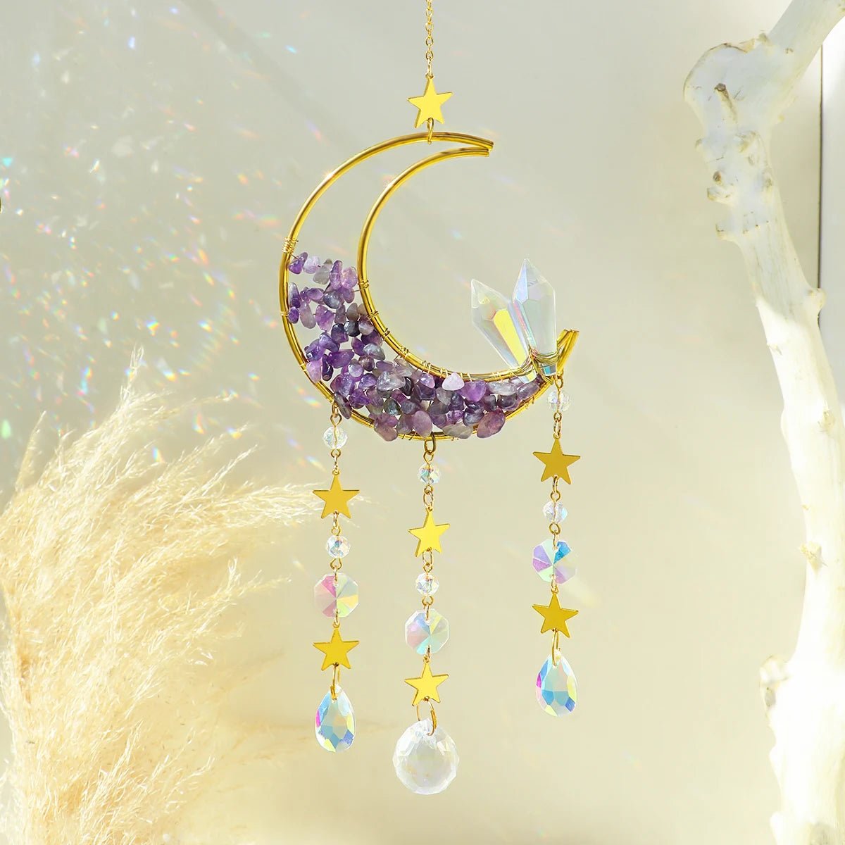 Mini Moon Evil Eye Crystal Suncatcher - SANKTUARI DECOR