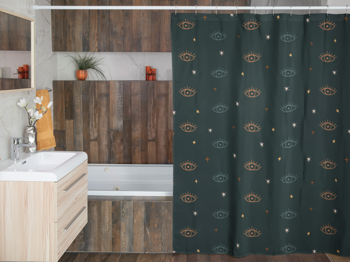 Boho Evil Eye Protection Shower Curtain