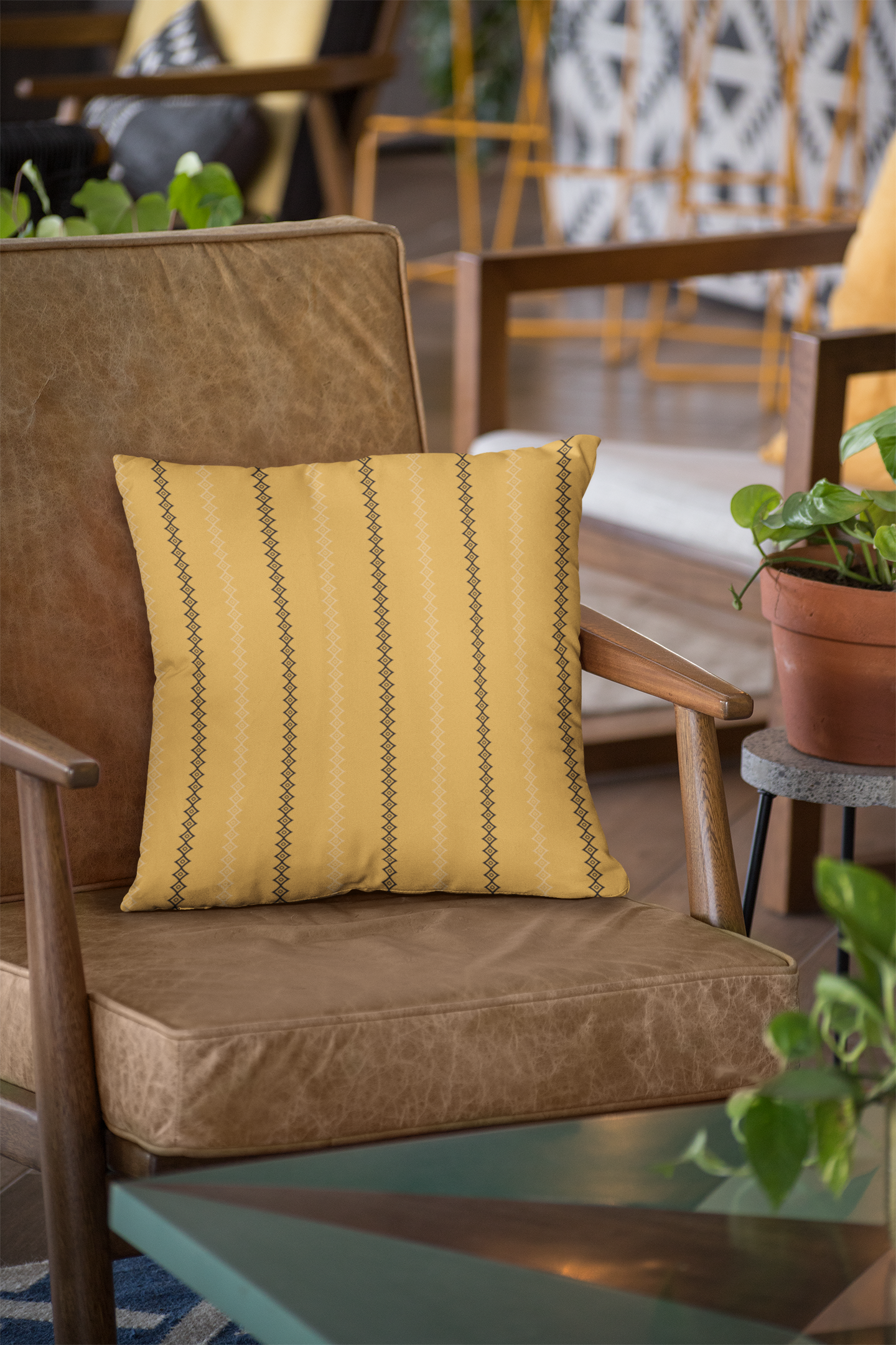 Gold Mudcloth Print Throw Pillow