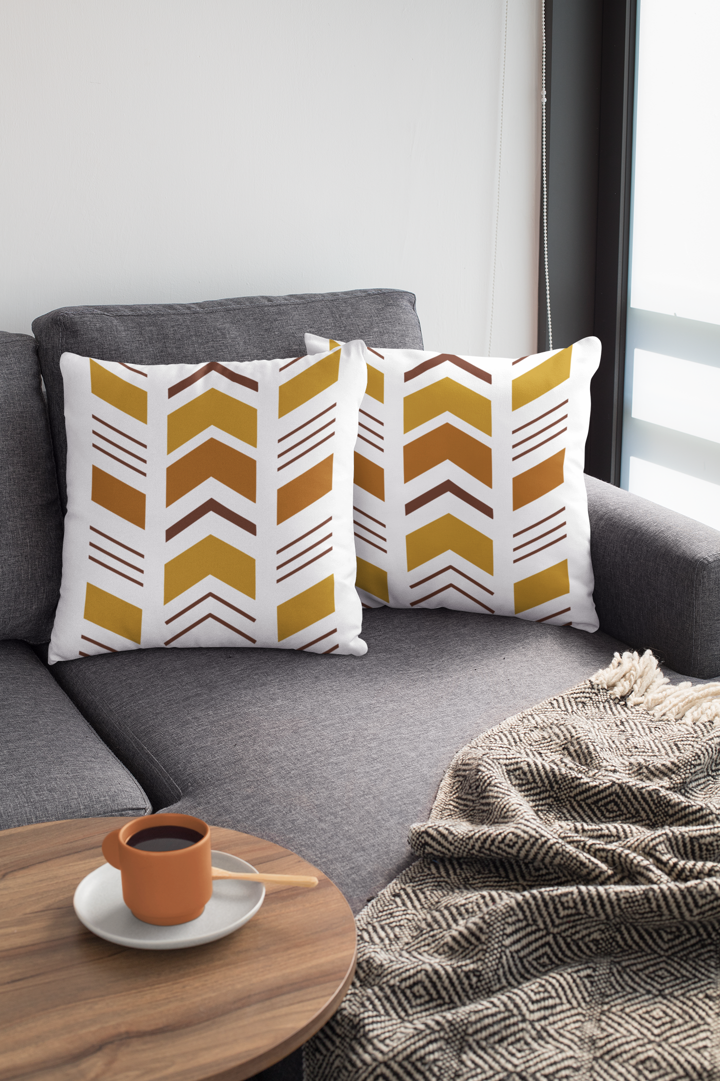 African Geometric Throw Pillow-White