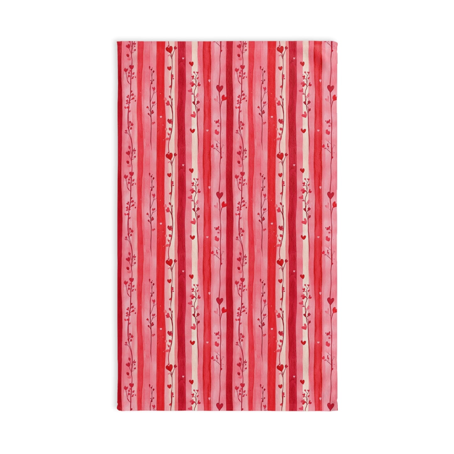 Pink Hearts Floral Striped Hand Towel - SANKTUARI DECOR