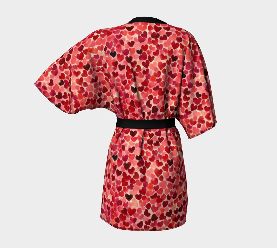 Red Hearts Kimono Robe