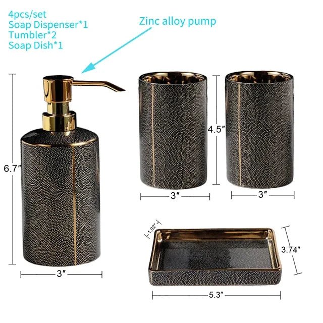Shimmering Gold Bathroom Accessory Set - SANKTUARI DECOR