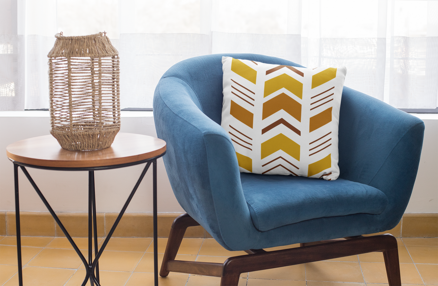 African Geometric Throw Pillow-White