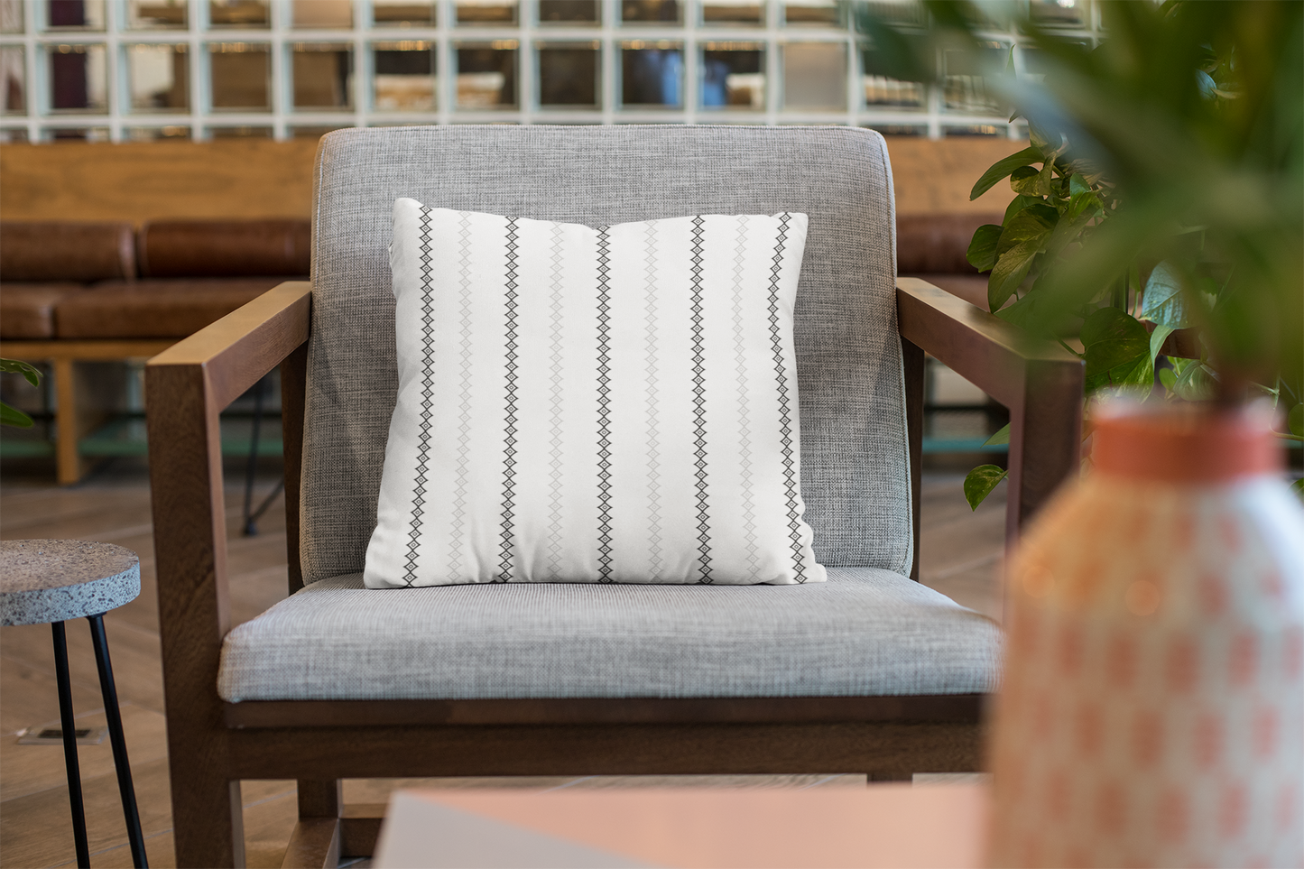 White Mudcloth Print Throw Pillow Cover