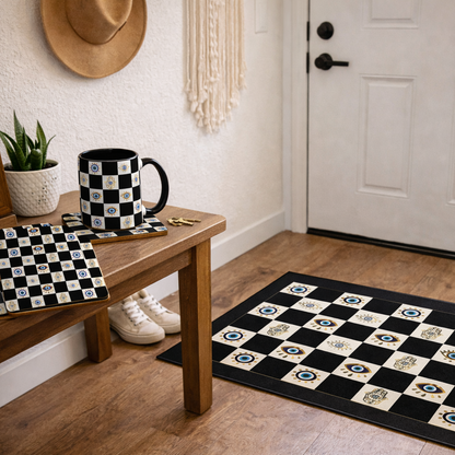 Spiritual Morning Protection Set | Evil Eye Doormat Mug Coaster Bundle