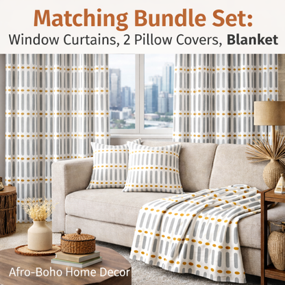 White Gold Mudcloth Living Room Set