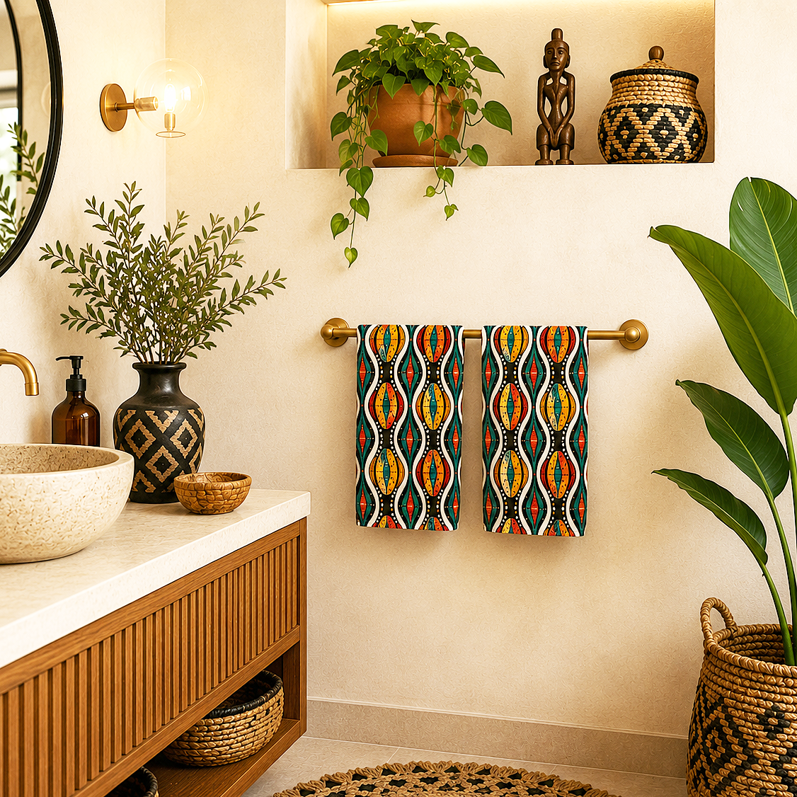 Toalla con estampado de tela de barro tribal