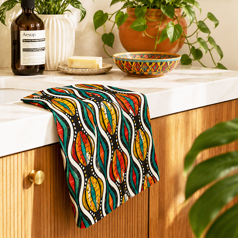 Toalla con estampado de tela de barro tribal