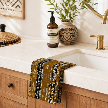 Metallic Gold Mudcloth Hand Towel