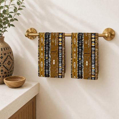 Metallic Gold Mudcloth Hand Towel
