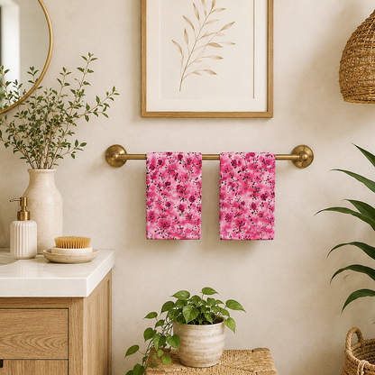 Pink Rose Floral Hand Towel
