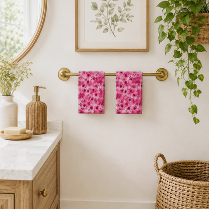 Pink Rose Floral Hand Towel