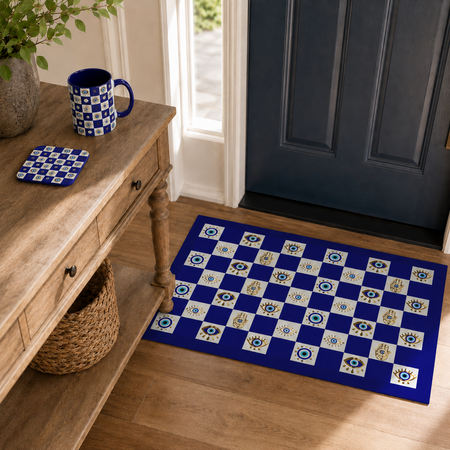 Spiritual Morning Protection Set | Evil Eye Doormat Mug Coaster Bundle