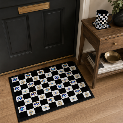 Spiritual Morning Protection Set | Evil Eye Doormat Mug Coaster Bundle