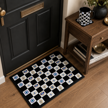 Spiritual Morning Protection Set | Evil Eye Doormat Mug Coaster Bundle