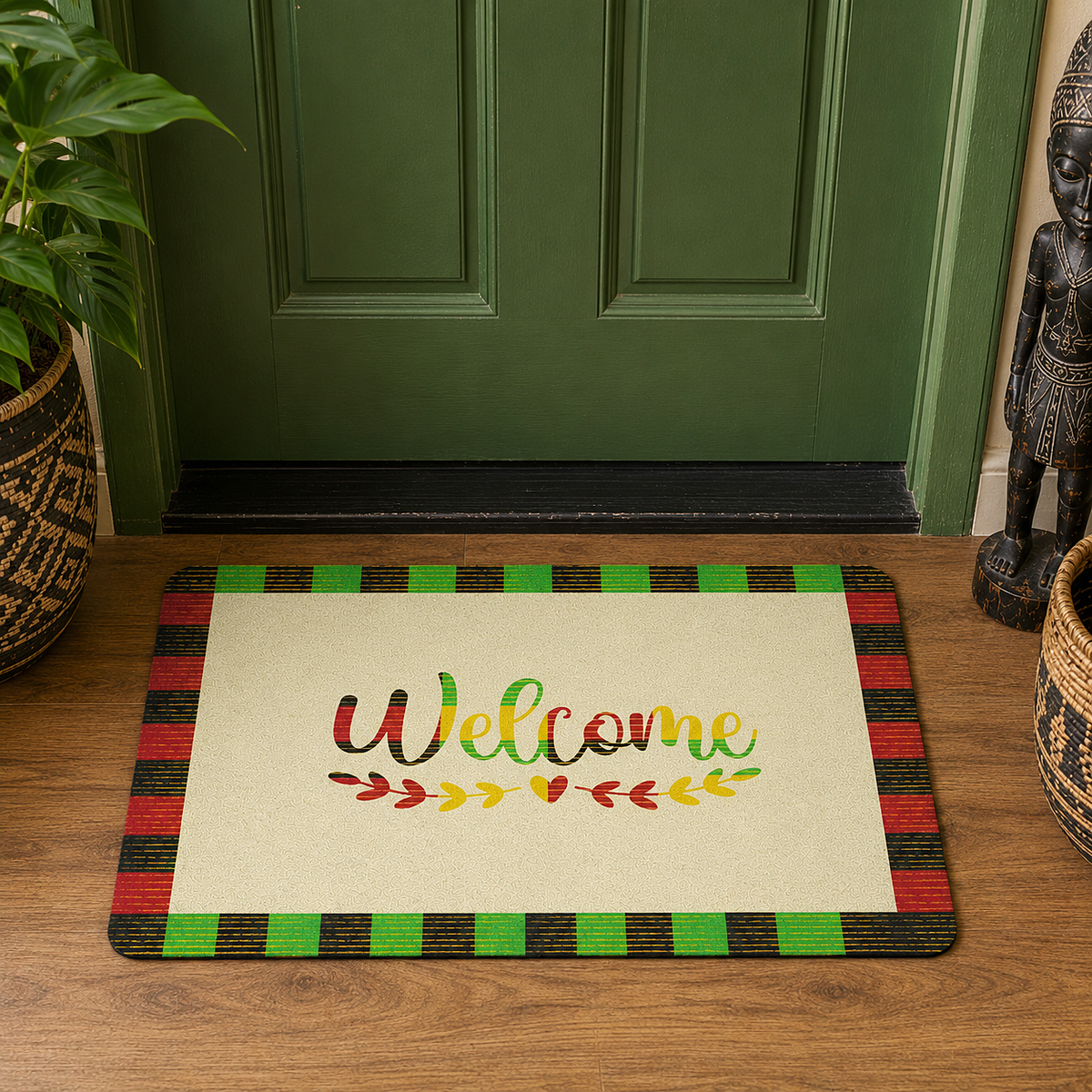 ممسحة أرجل بلمسة كينتي | سجادة مدخل أفريقية | قطعة ديكور منزلي ثقافية