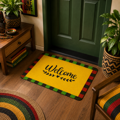 Welcome Kente Doormat | African Entryway Rug | Cultural Home Decor Accent