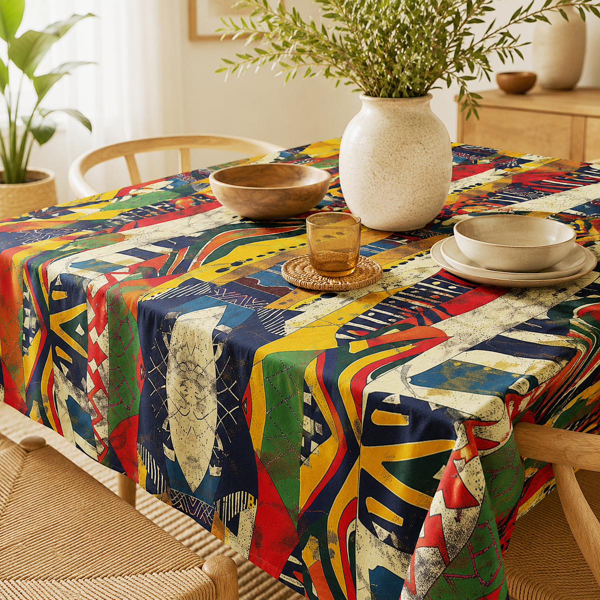 Colorful African Tribal Tablecloth