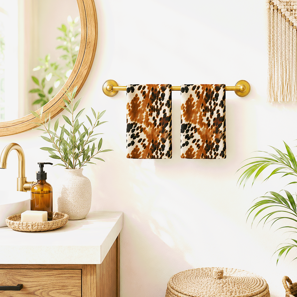 Cow Print Hand Towel