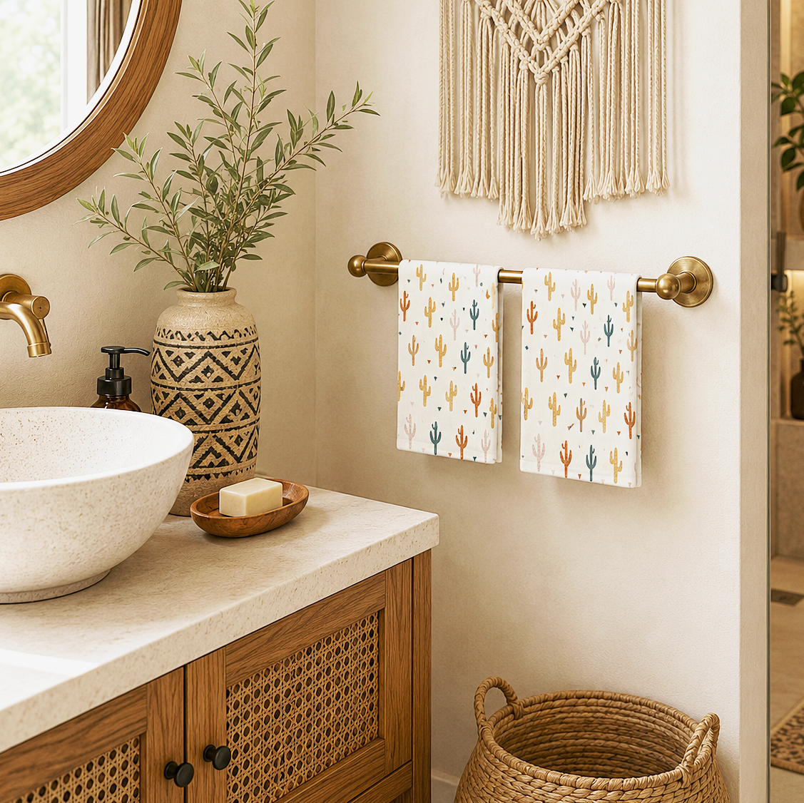 Boho Cactus Hand Towel
