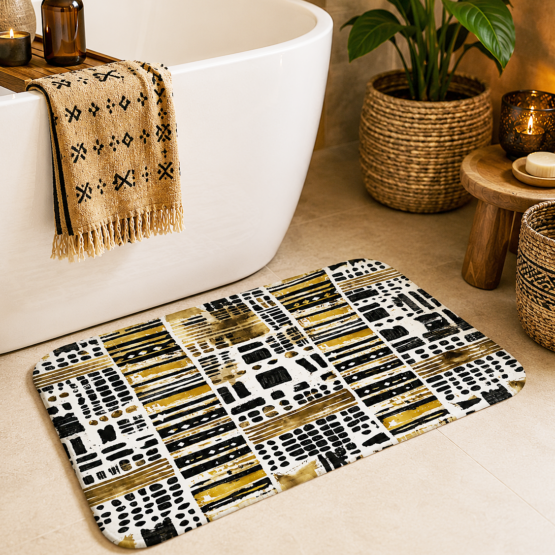 Mudcloth Polka Dot Bath Mat