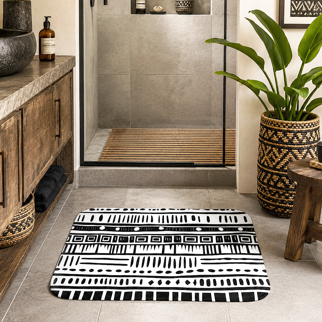 African Mudcloth Bath Mat