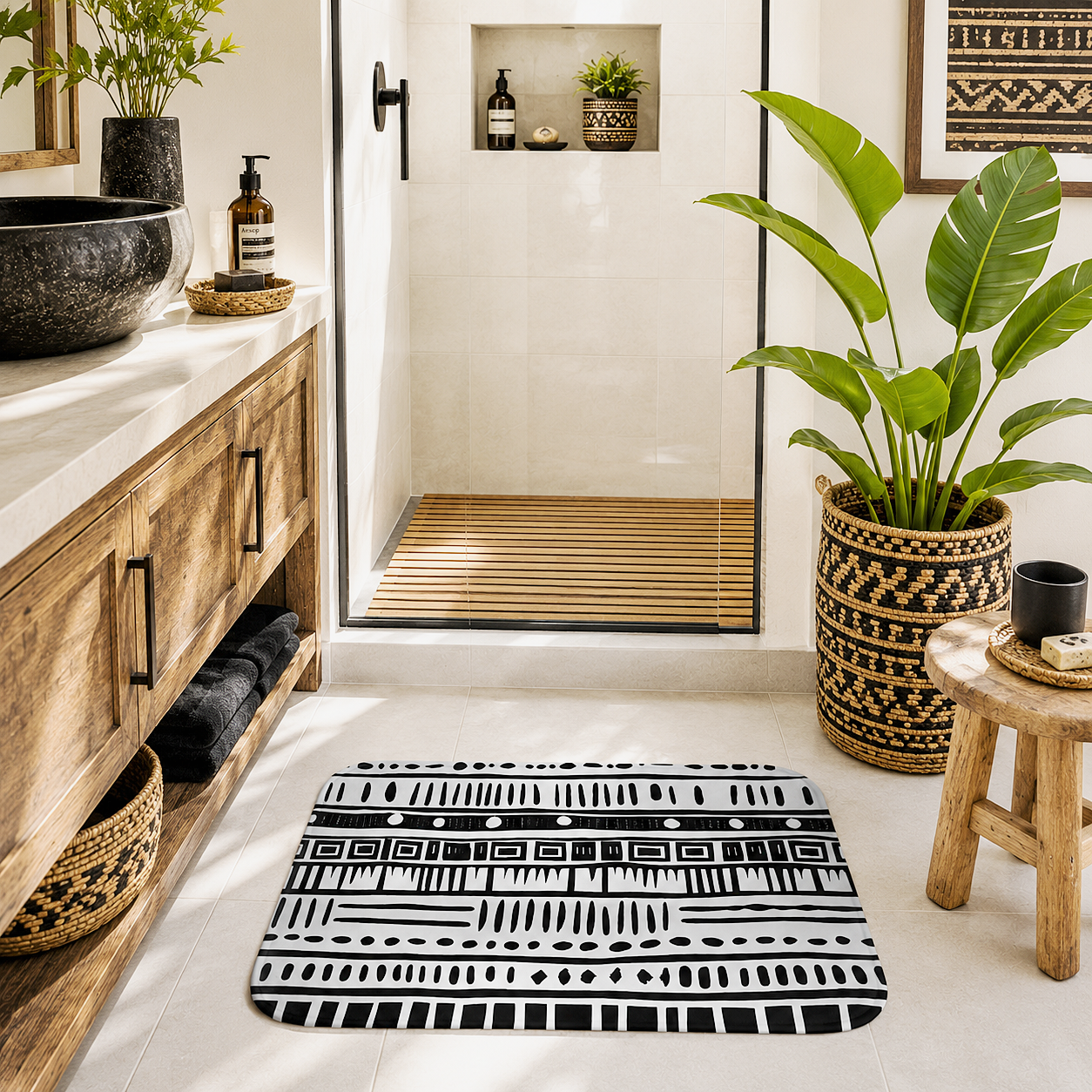 African Mudcloth Bath Mat