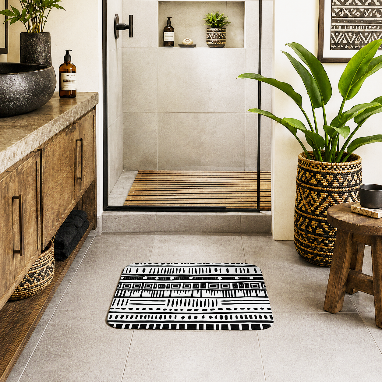 African Mudcloth Bath Mat
