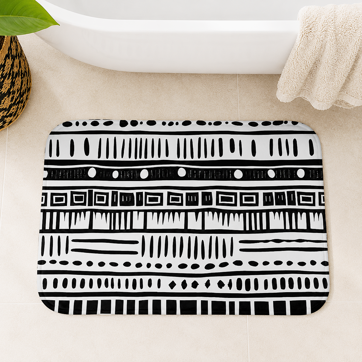 African Mudcloth Bath Mat
