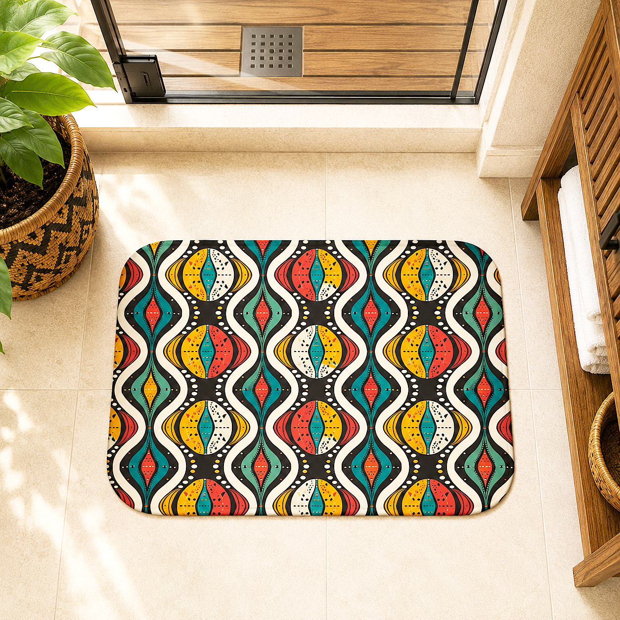 African Ankara Print Bath Mat