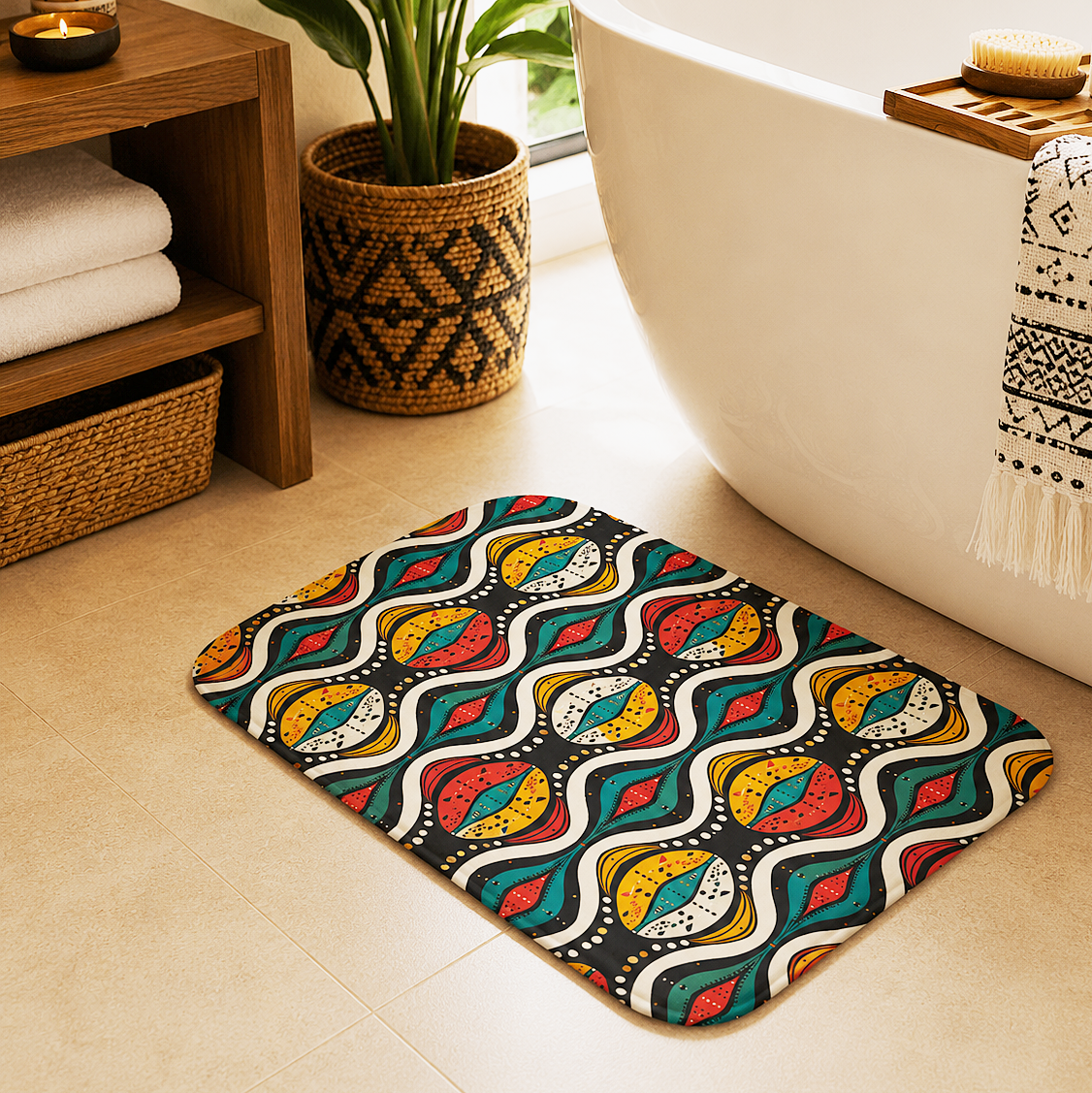 African Ankara Print Bath Mat