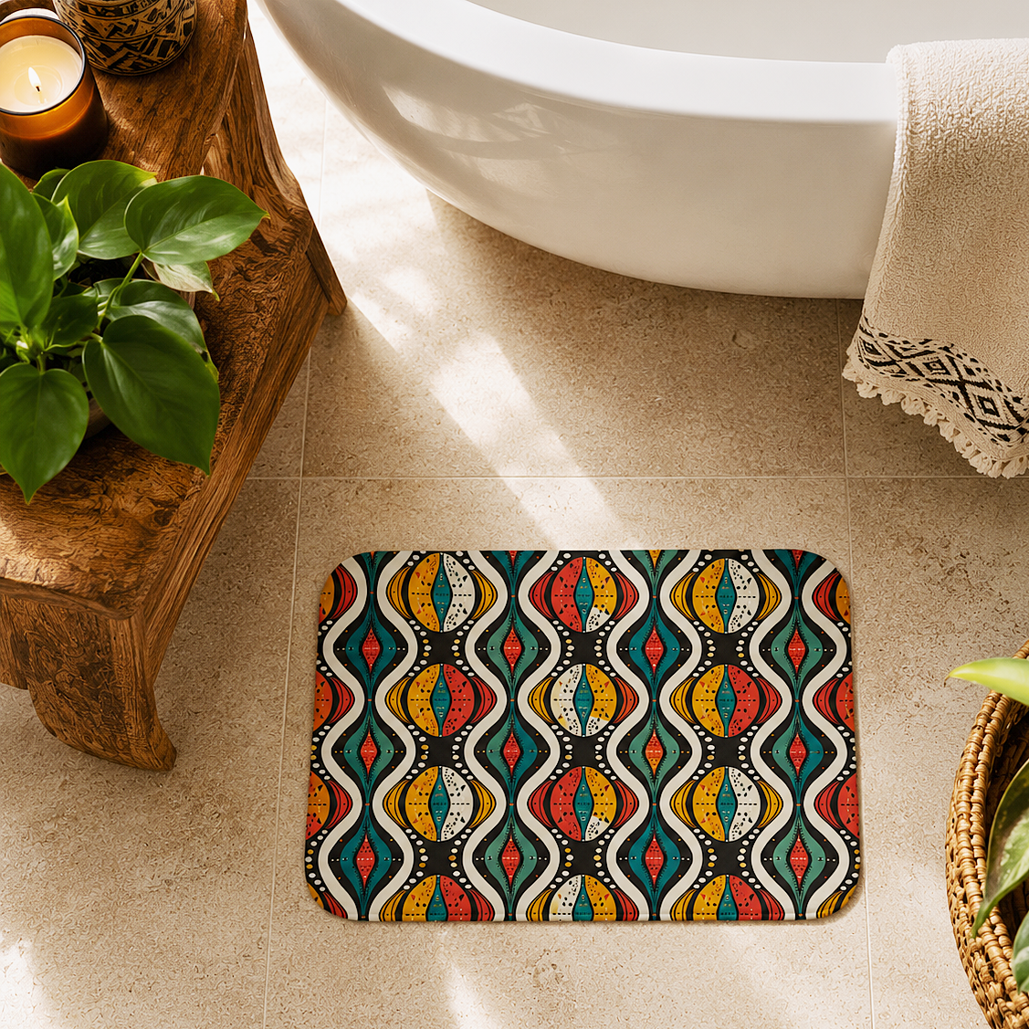 African Ankara Print Bath Mat