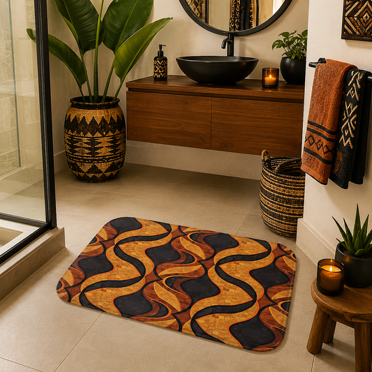 Black & Gold Geometric Bath Mat