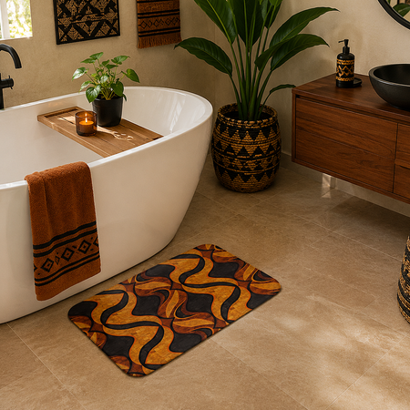 Black & Gold Geometric Bath Mat