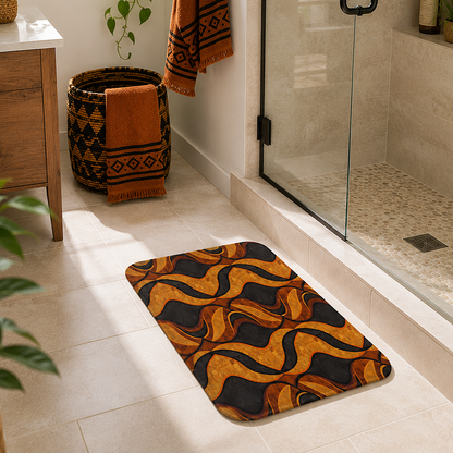 Black & Gold Geometric Bath Mat