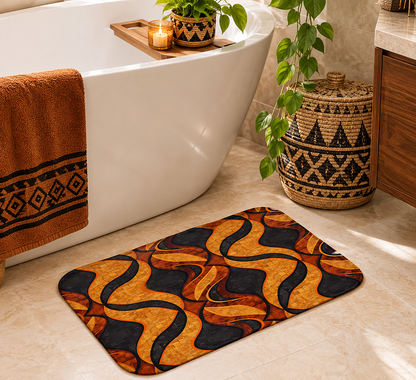 Black & Gold Geometric Bath Mat