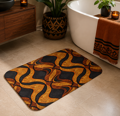 Black & Gold Geometric Bath Mat