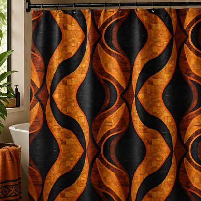 Black & Gold Geometric Shower Curtain