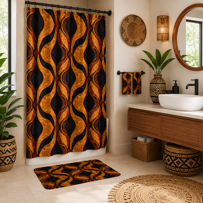 Black & Gold Geometric Shower Curtain
