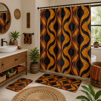 Black & Gold Geometric Shower Curtain