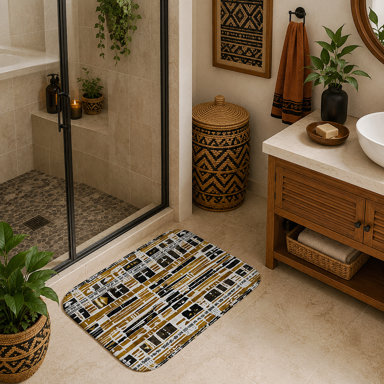 Bogolan Mudcloth Bath Mat