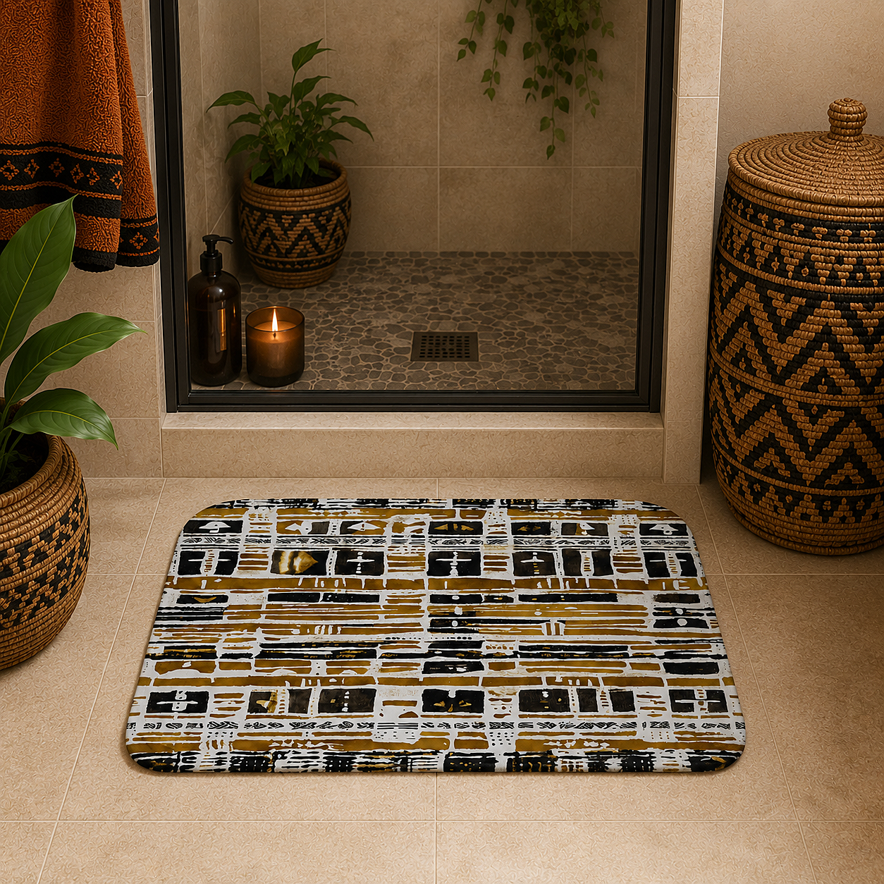Bogolan Mudcloth Bath Mat