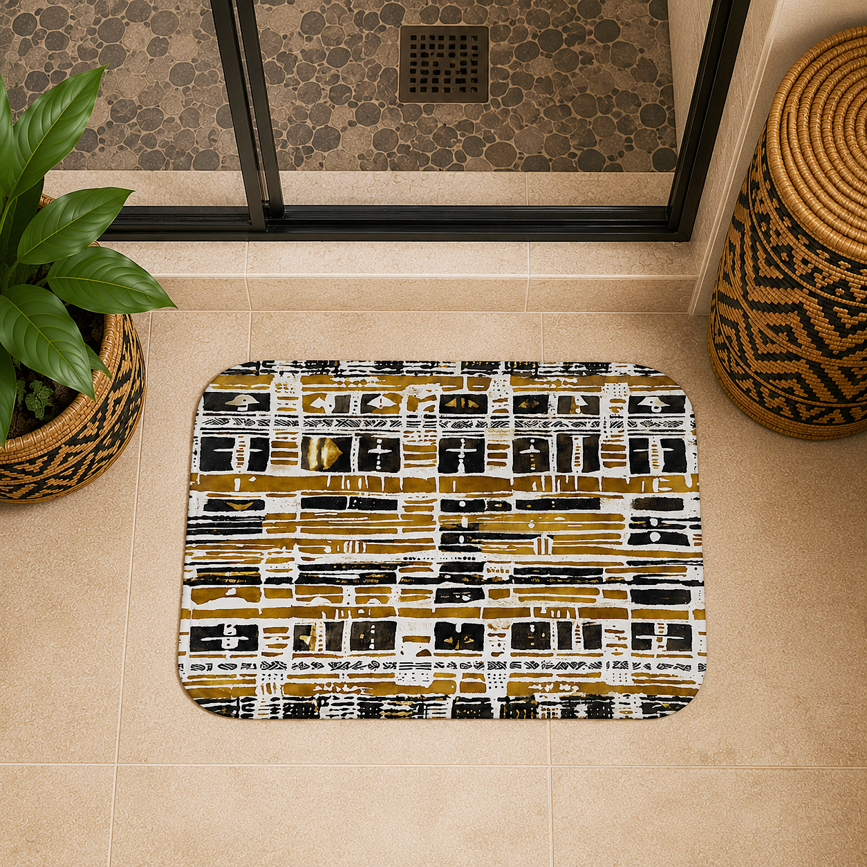 Bogolan Mudcloth Bath Mat